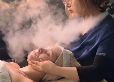 A soothing facial steam treatment at The Facial And Wellness Society, located in The Woodlands, Texas, US.