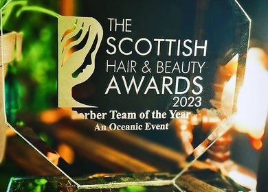 Oioi Barber Company South Street award at The Scottish Hair & Beauty Awards 2023 in Perth, GB.