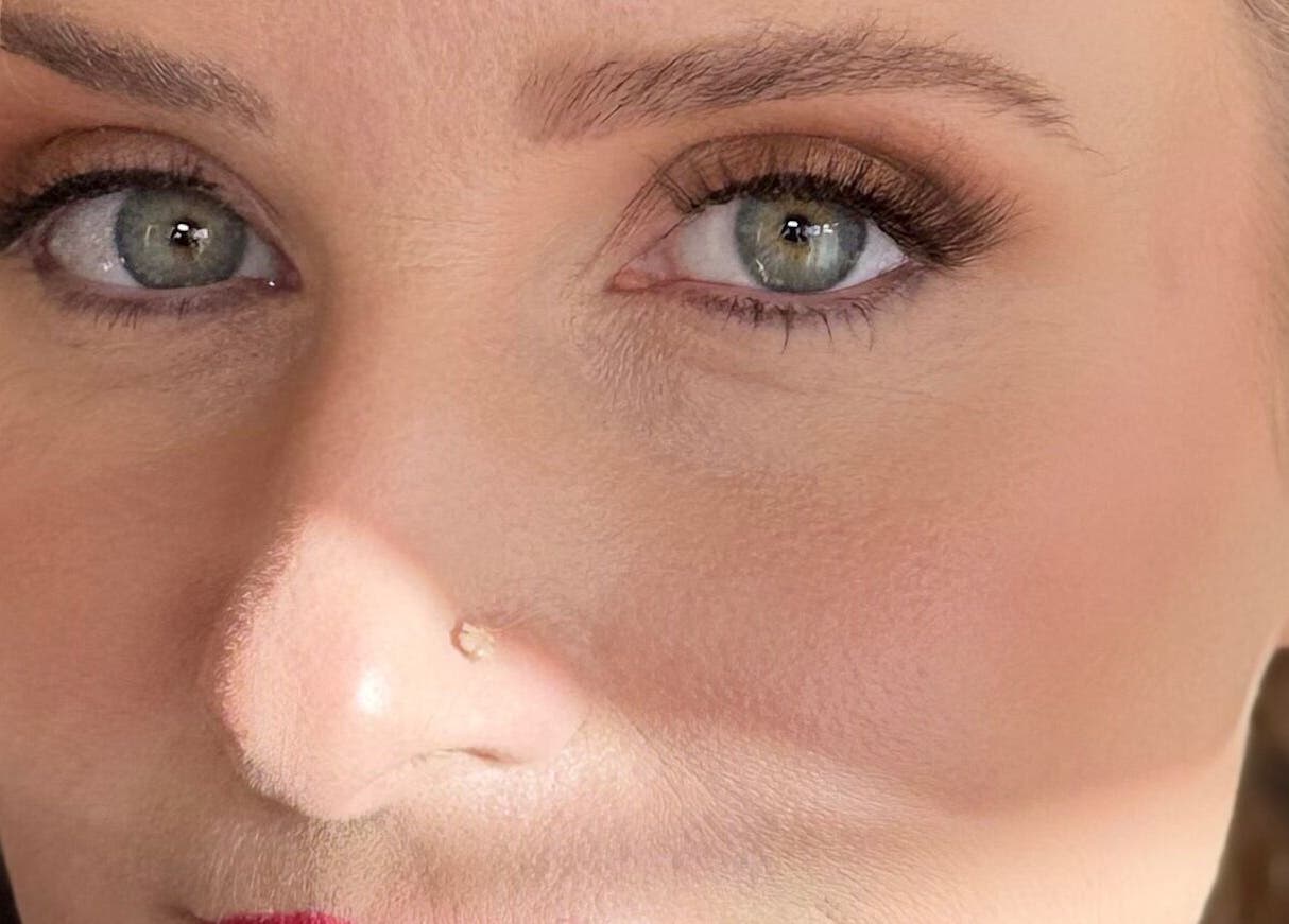 Close-up of a radiant makeup look at Go and Glow Makeup in Kinross, Scotland, GB.