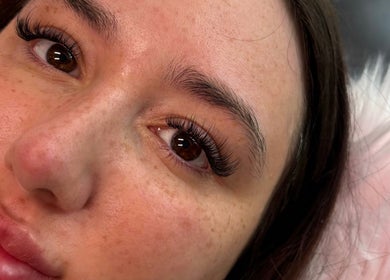 Close-up of eyelash extensions at Lashes by Molly in Warrington, GB, showcasing detailed work.