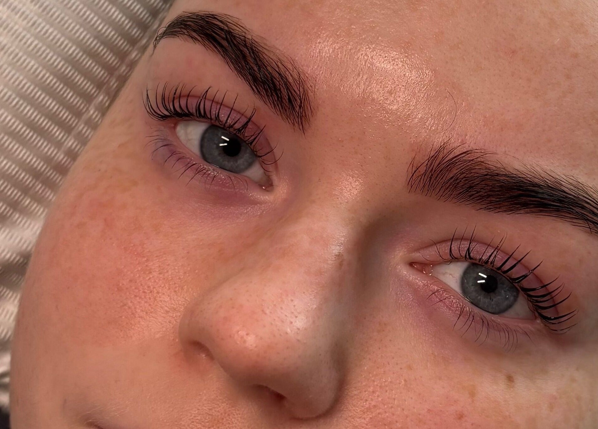 Close-up of expertly done eyelashes at Lashes by Molly, Warrington, GB, showcasing elegant lash lift.
