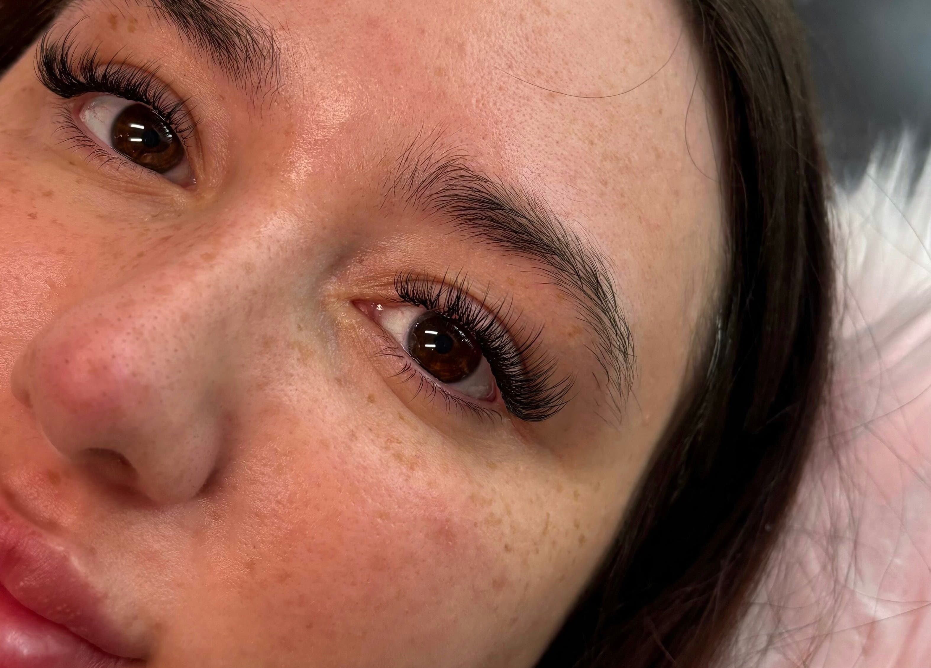 Close-up of expertly crafted eyelashes at Lashes by Molly, Warrington, GB, showcasing natural beauty.