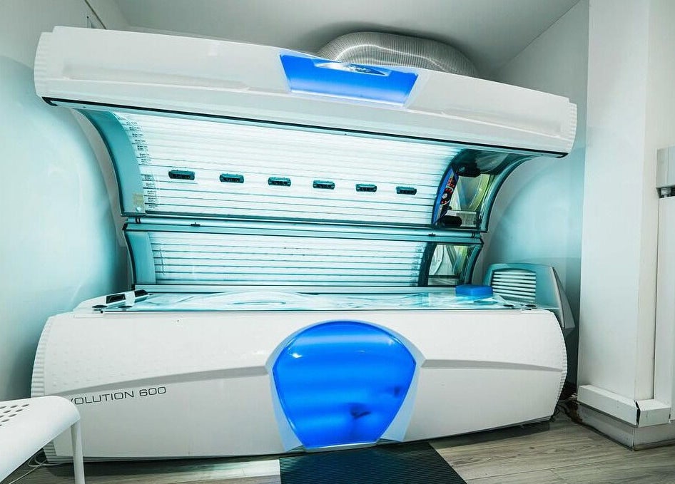 Modern tanning bed at Bronzed of Branksome, Poole, England, GB, offering a premium sun-kissed glow experience.