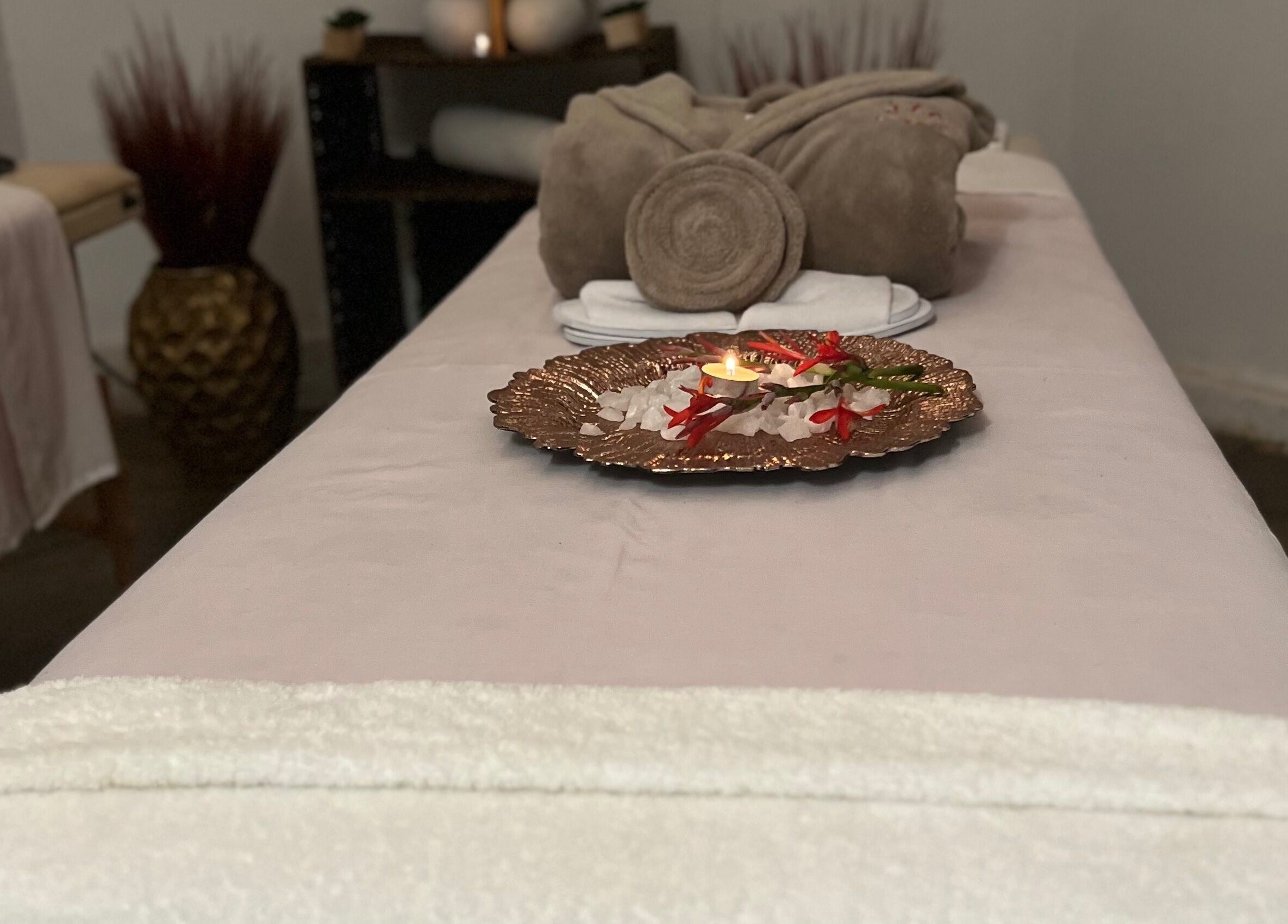 Tranquil massage table setup at Pamper Haven Aesthetic Spa, Harare, Harare Province, ZW.