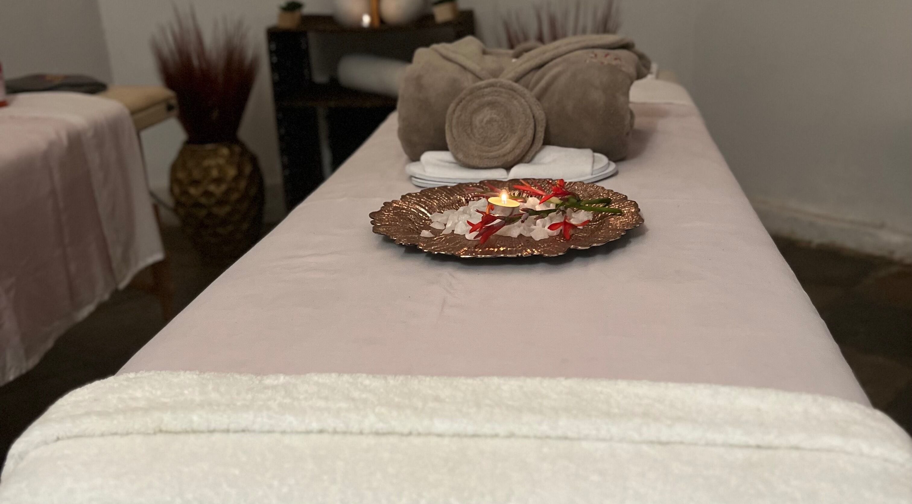 Tranquil massage table setup at Pamper Haven Aesthetic Spa, Harare, Harare Province, ZW.