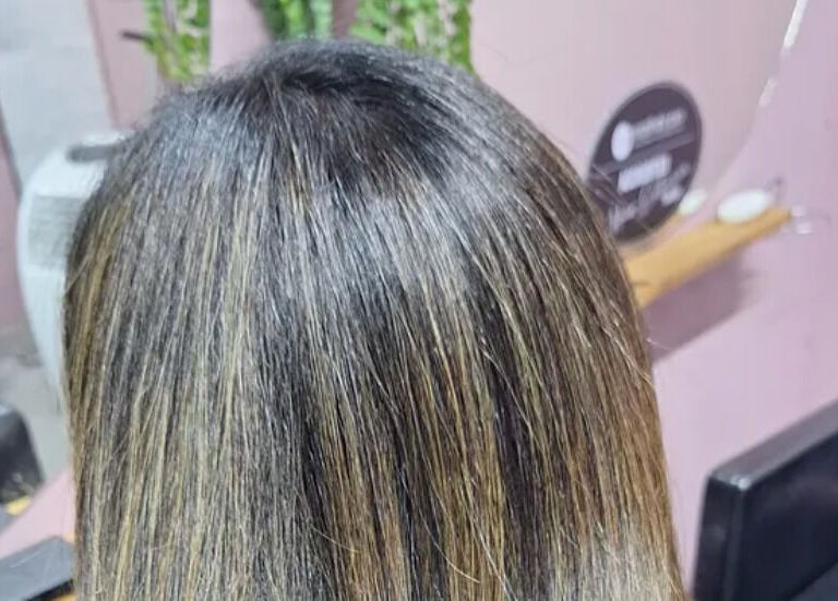 Freshly styled hair with highlights at My Hair Department in Cape Town, Western Cape, ZA salon.