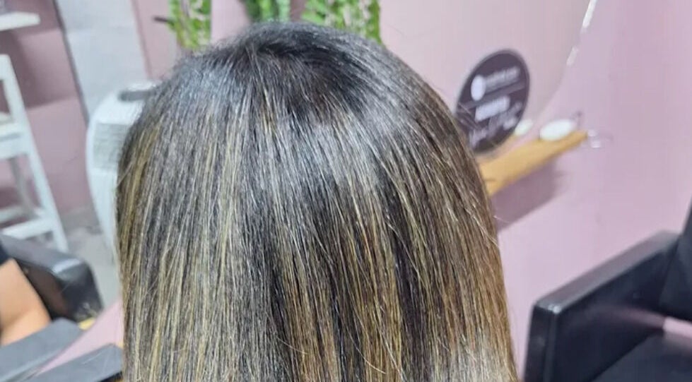 Freshly styled hair with highlights at My Hair Department in Cape Town, Western Cape, ZA salon.