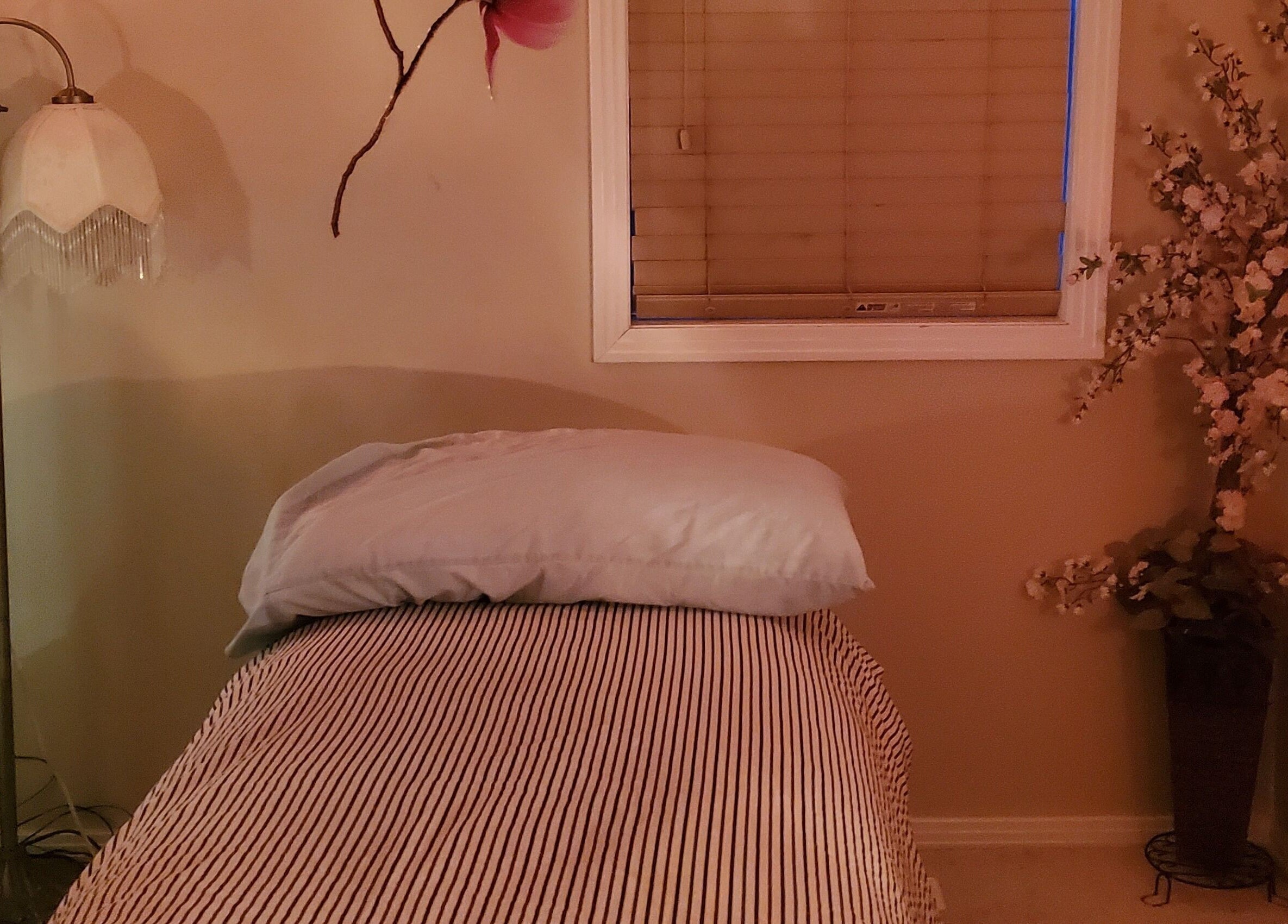 Tranquil massage room at Got Your Back Therapeutic Massage Services, Stony Plain, Alberta, CA.