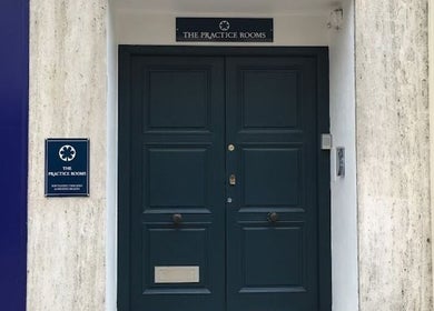 Entrance to Shass Therapy Massage at The Practice Rooms, Cheltenham, England, GB.
