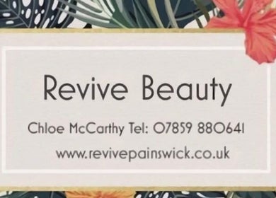 Revive Beauty Painswick contact card in Gloucester, England, GB with floral design.