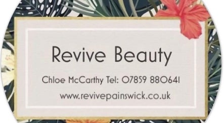 Revive Beauty Painswick contact card in Gloucester, England, GB with floral design.