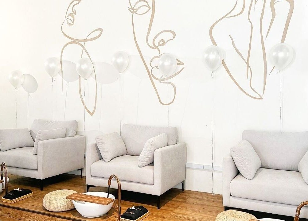 Luxurious pedicure chairs at N by Noonalash - Streetmall @ Cyberjaya, Cyberjaya, Selangor, MY with artistic wall art.