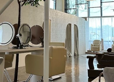 Chic interior of N by Noonalash - Streetmall @ Cyberjaya, Cyberjaya, Selangor, MY with elegant salon chairs and decor.