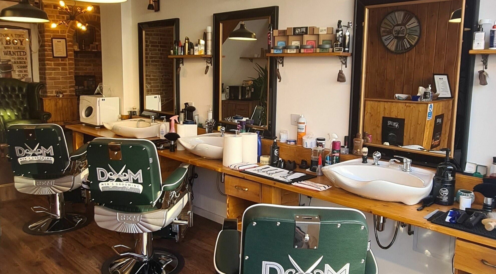 Barber chairs and grooming tools at D&M Men's Grooming in Colchester, England, GB offering premium services.