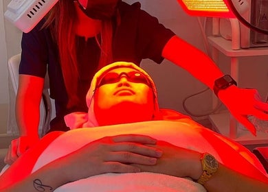 LED light therapy session at SP Beauty Bar in Sydney, New South Wales, AU.