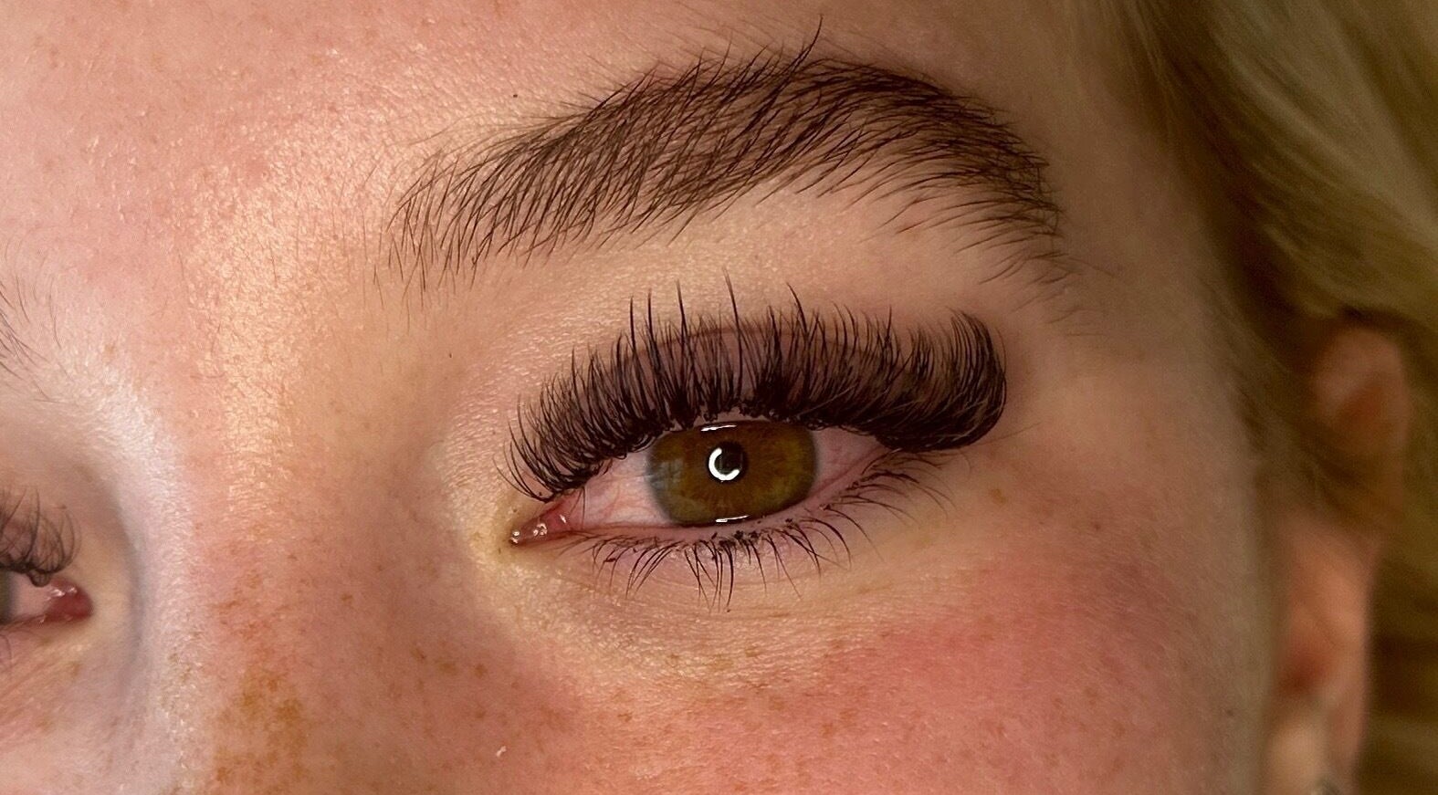 Close-up of styled eyelashes at Pretty Women Beauty, Harrogate, England, GB.
