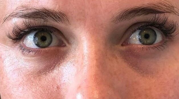 Close-up of expertly styled lashes at Hers & Sirs in Manchester, England, GB.