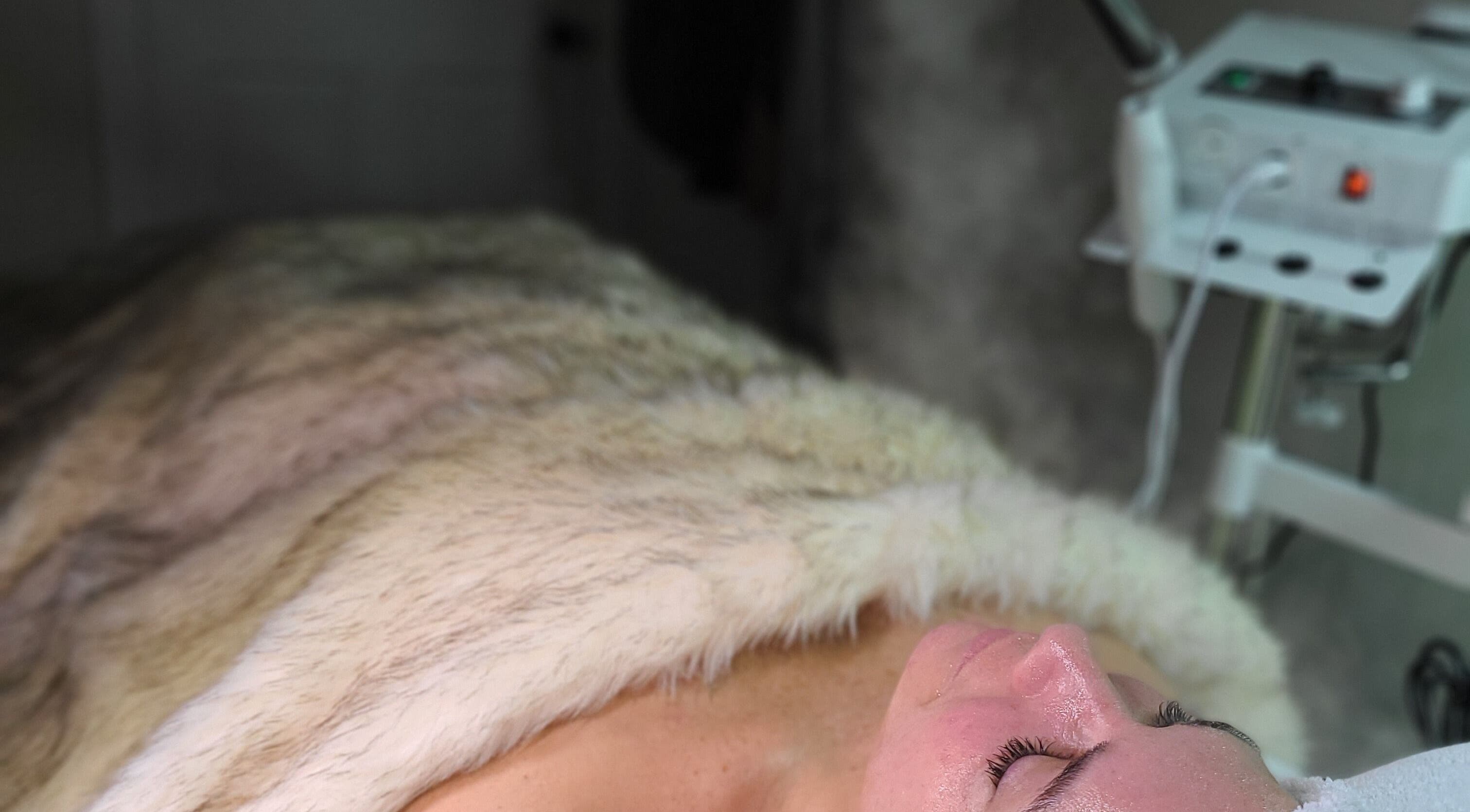 Client enjoys a rejuvenating facial at Gemini Skin + Lash Studio, Winthrop, Maine, US.