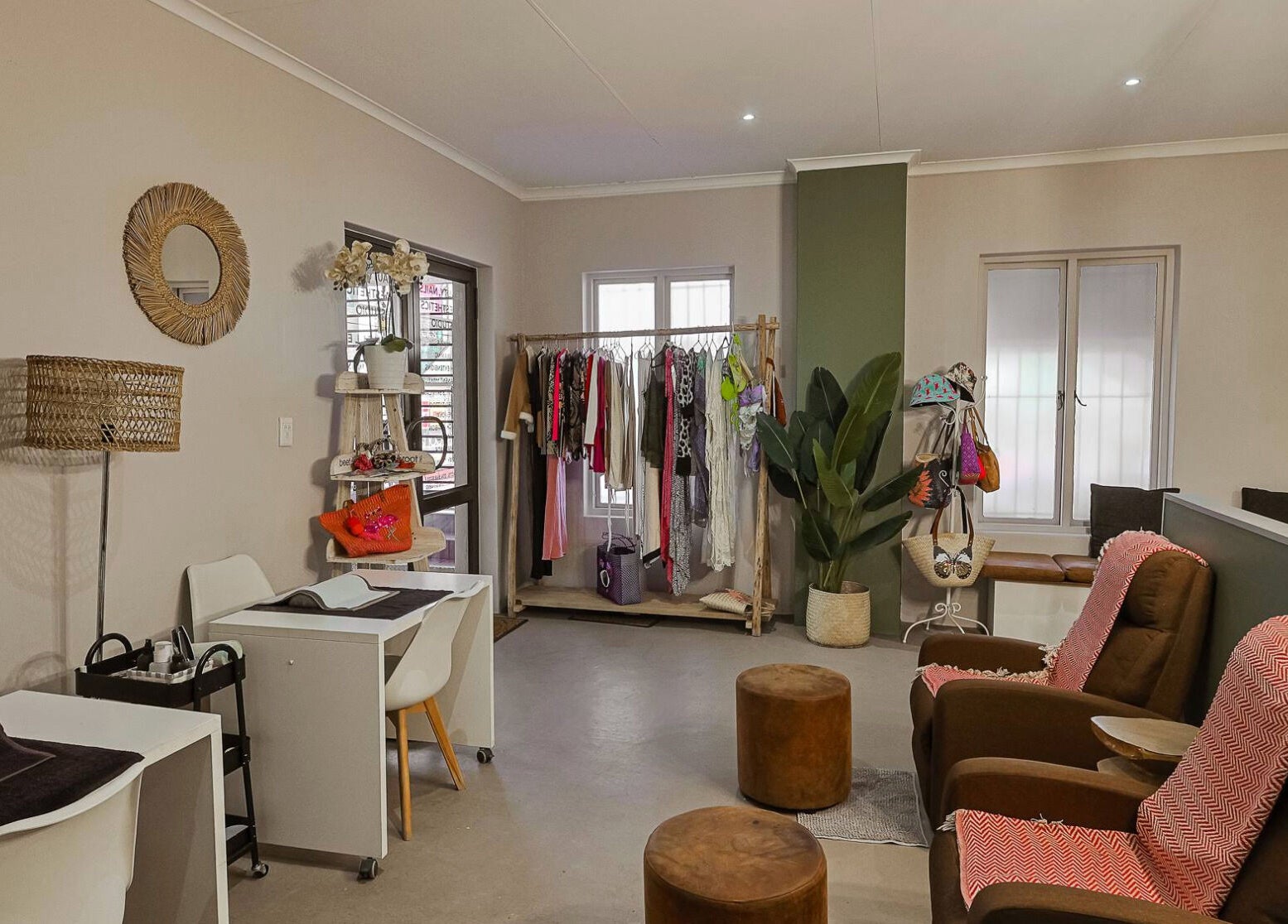 Relaxing beauty space at Face by Design, Fourways, Gauteng, ZA featuring stylish seating and decor.