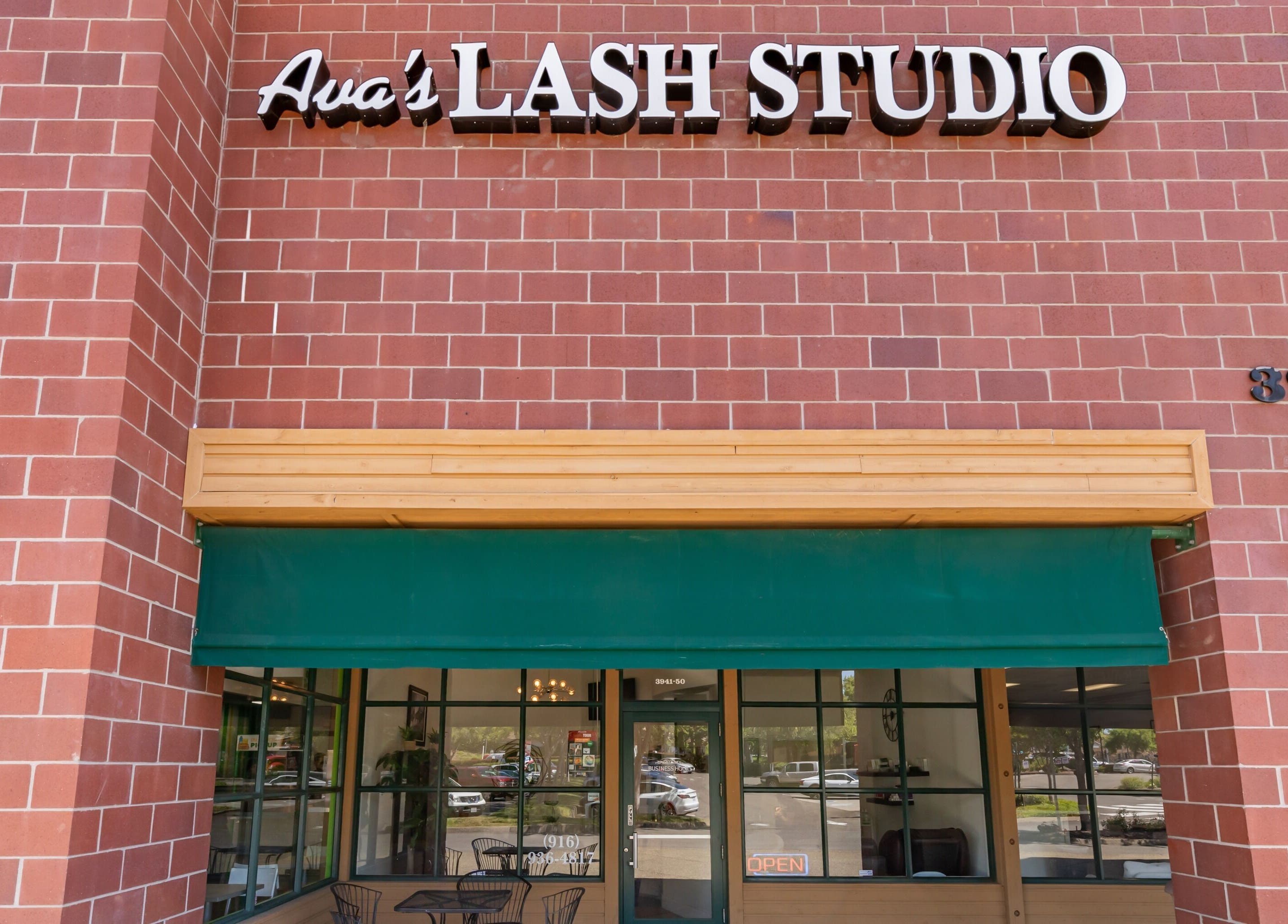 Entrance of Ava’s Skin Care and Lash Studio in San Jose, California, US with stylish façade and signage.