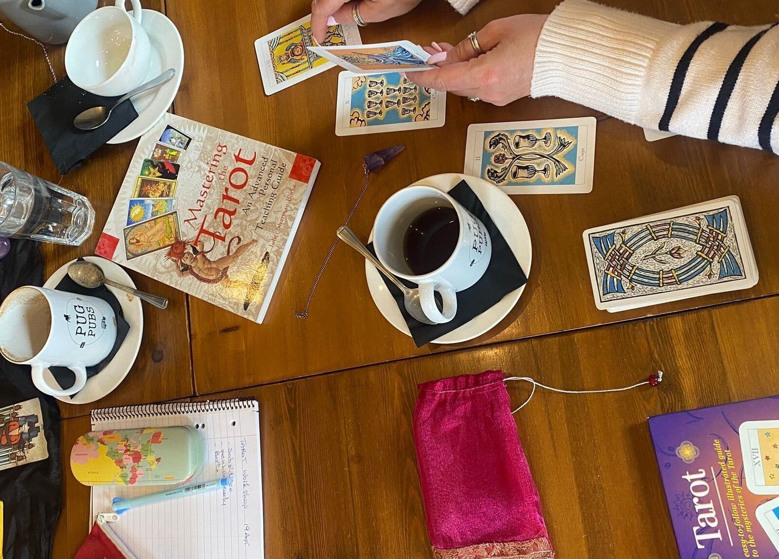 Tarot card reading setup at Dayle Adams Psychic Medium in Royal Leamington Spa, England, GB.