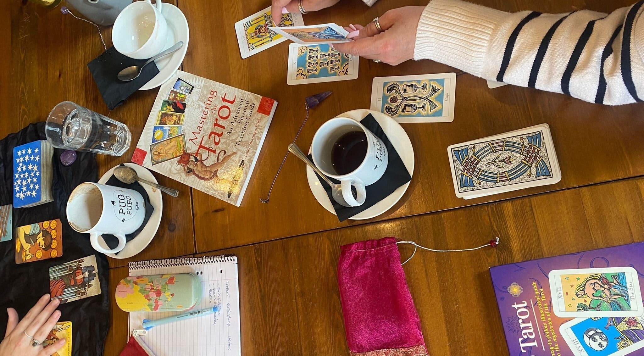 Tarot card reading setup at Dayle Adams Psychic Medium in Royal Leamington Spa, England, GB.