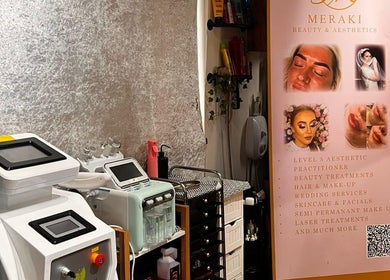 Aesthetic treatment room at Meraki Beauty and Aesthetics, Penwortham, England, GB showcasing equipment and services.