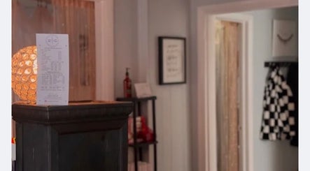 Warm-lit reception area at LSL Lash Studio Red Bank, Red Bank, New Jersey, US, with stylish decor.