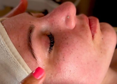 A woman receives a soothing facial treatment at LSL Lash Studio Red Bank, Red Bank, New Jersey, US.