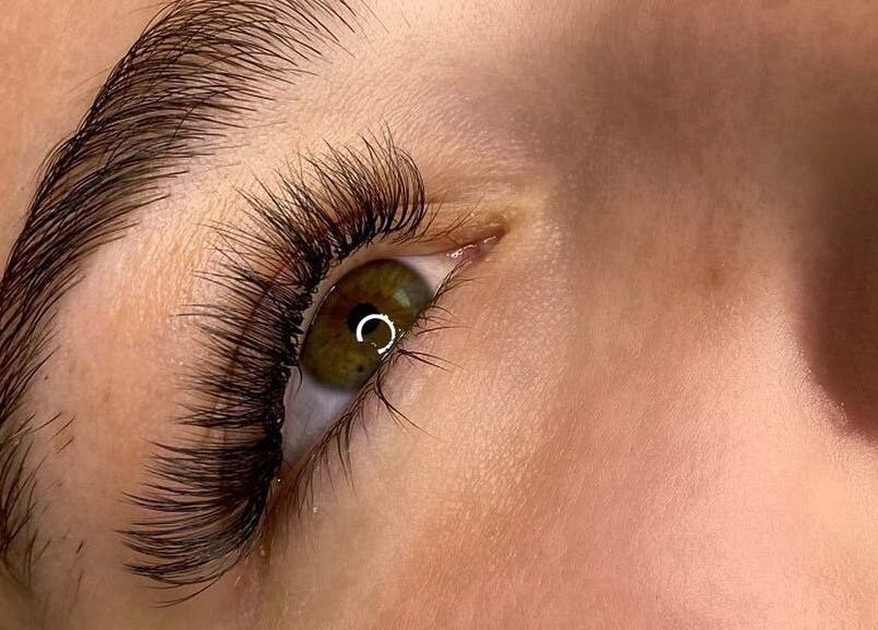 Close-up of eye with lush eyelashes at LSL Lash Studio Red Bank, Red Bank, New Jersey, US.