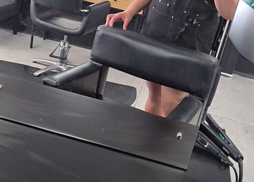 Modern salon chair and mirror setup at Cheyenne and Co, Tokoroa, Waikato, NZ.