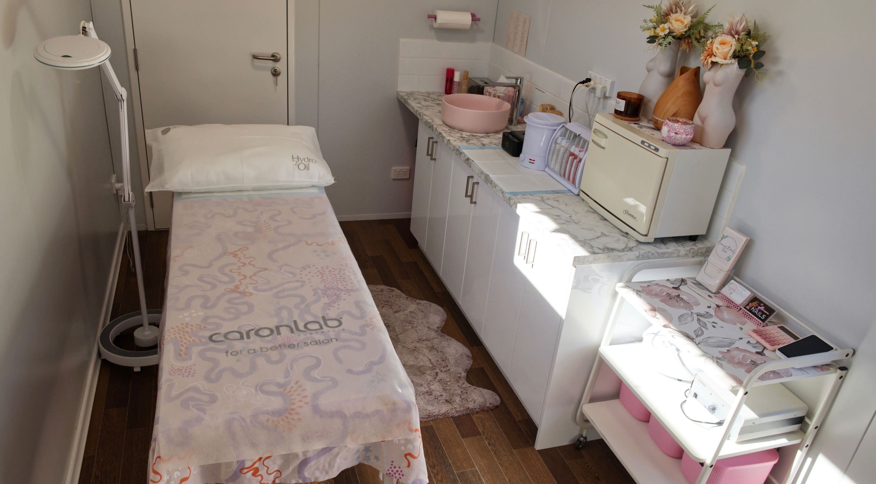 Breanna’s Beauty Room cozy treatment area with modern decor in Toormina, New South Wales, AU.