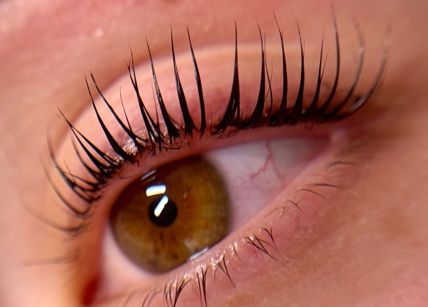 Close-up of a beautifully enhanced eyelash at The Face Studio, Aston-on-trent, England, GB.