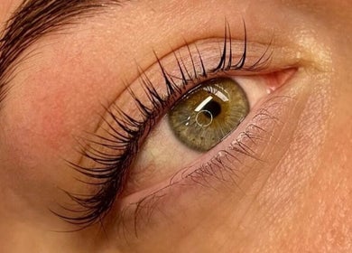 Close-up of enhanced lashes at Aurora Beauty Cheshire, Congleton, England, GB.