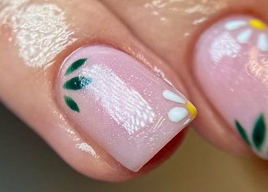 Elegant floral nail art at Aurora Beauty Cheshire, Congleton, England, GB. Perfect for enhancing natural beauty.