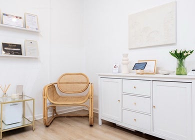 Inviting corner at Skin and Co Aesthetics, Basingstoke, England, GB with awards and decor on display.
