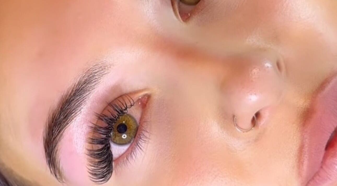 Close-up of styled eyelashes at By Georgie, Kenilworth, England, GB showcasing beauty enhancement.