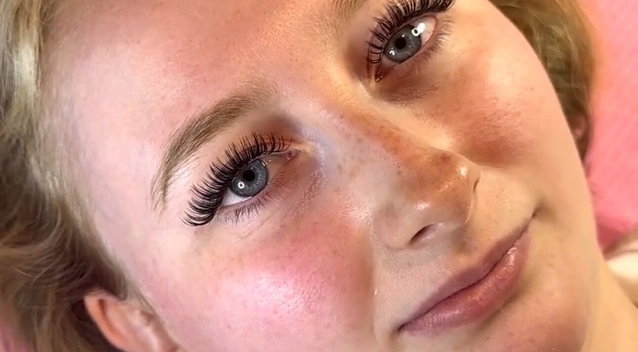 Close-up of enhanced lashes at By Georgie, Kenilworth, England, showcasing beauty services.