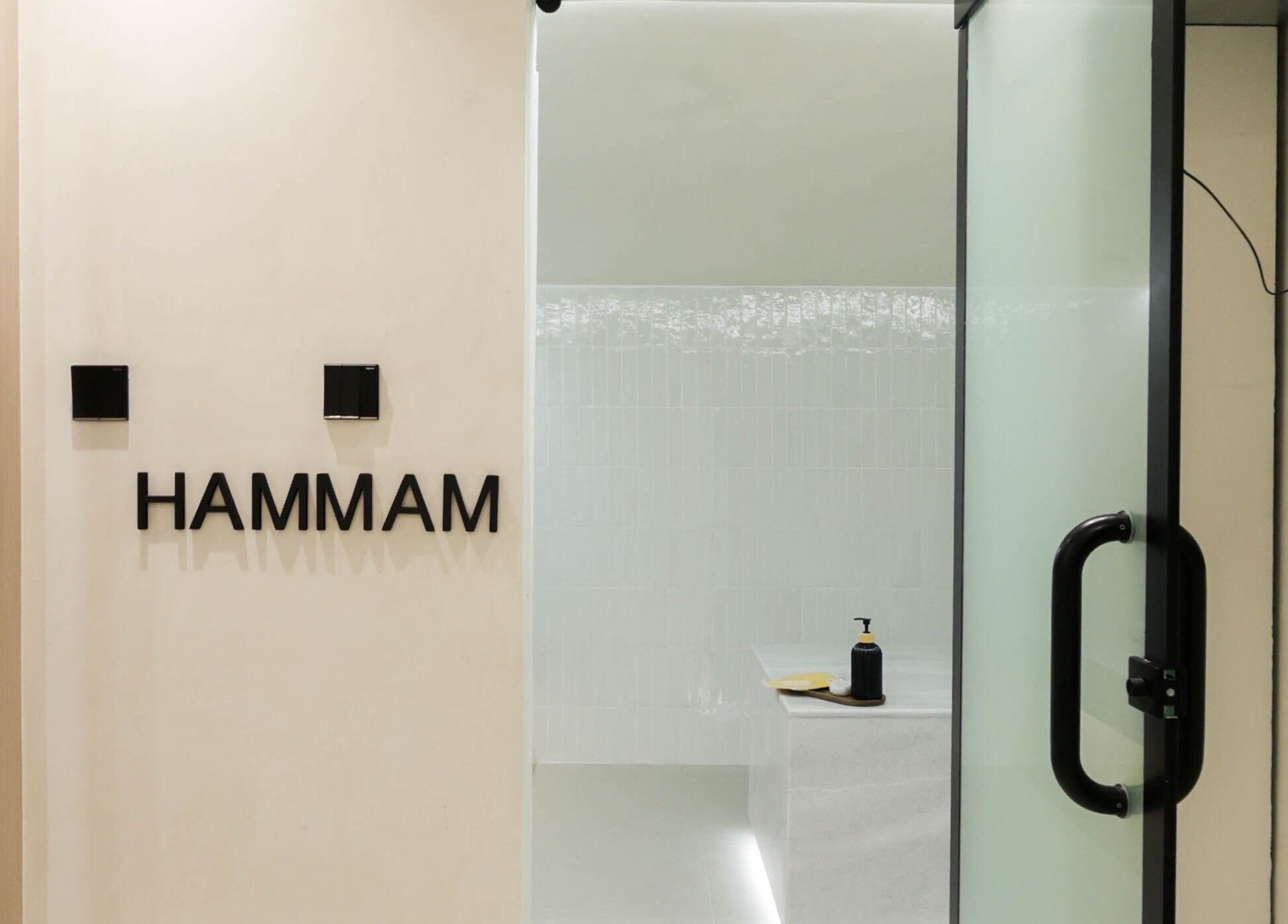 Modern Hammam room at Antibes Salon Riffa, relaxing ambiance in Riffa, BH.