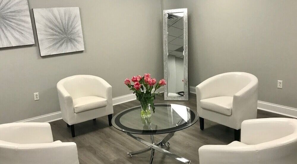 Stylish waiting area at Permanently Perfect Makeup @ Choice Restorative Medicine, Pittsburgh, Pennsylvania, US.