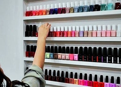 Colorful nail polish selection at Color Cravings Beauty Salon, Bu Quwah, Northern Governorate, BH.