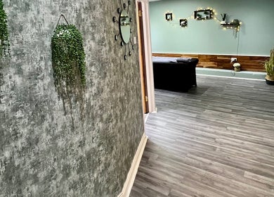Chic hallway at Blossom Beauty in Abbeyleix, County Laois, IE, featuring modern decor and elegant flooring.