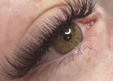 Close-up of eyelash extensions at Blossom Beauty, Abbeyleix, County Laois, IE.