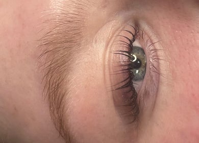 Close-up of a beautifully detailed eye at Blossom Beauty in Abbeyleix, County Laois, IE, showcasing lash artistry.