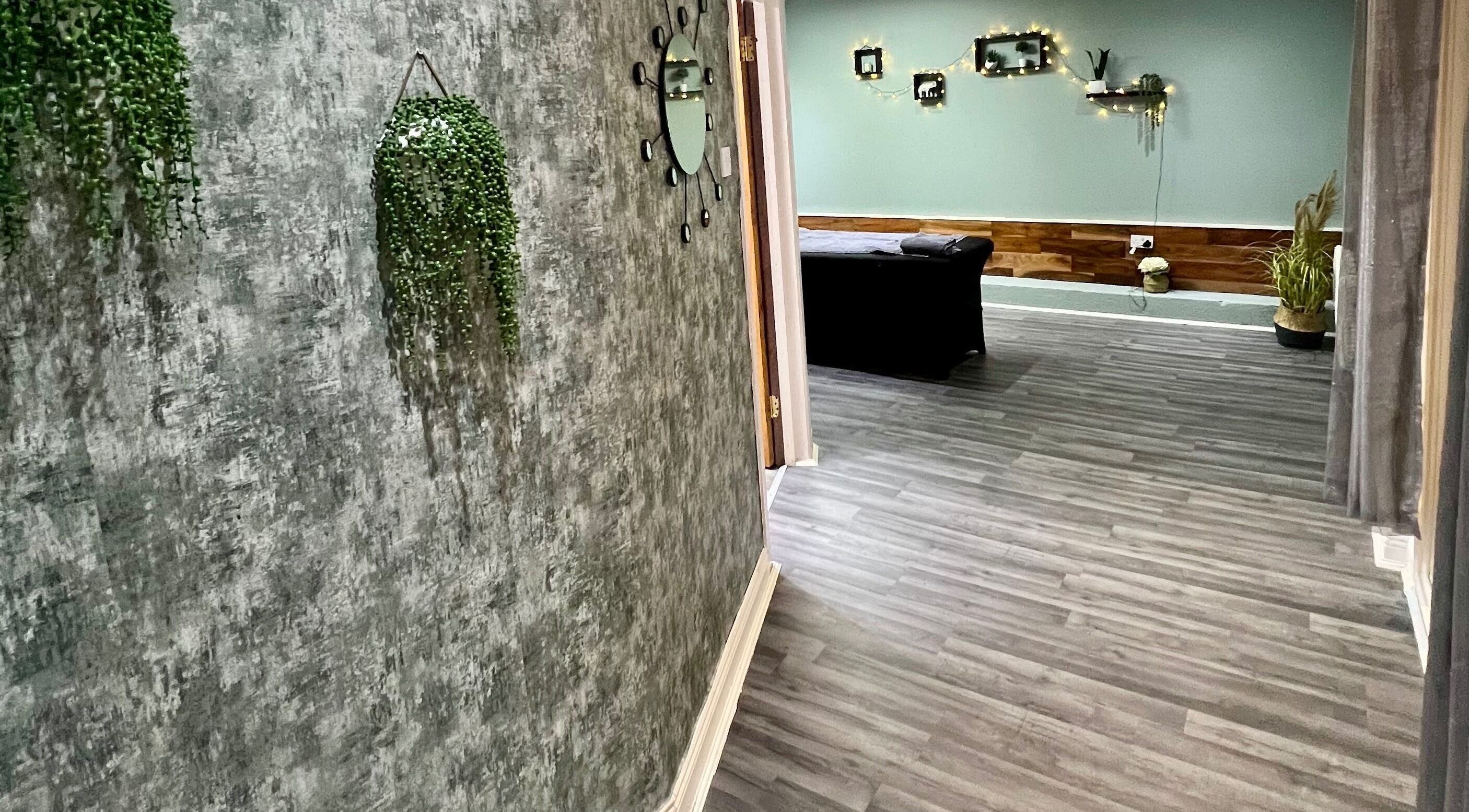 Elegant entryway at Blossom Beauty, Abbeyleix, County Laois, IE, featuring modern decor and plants.