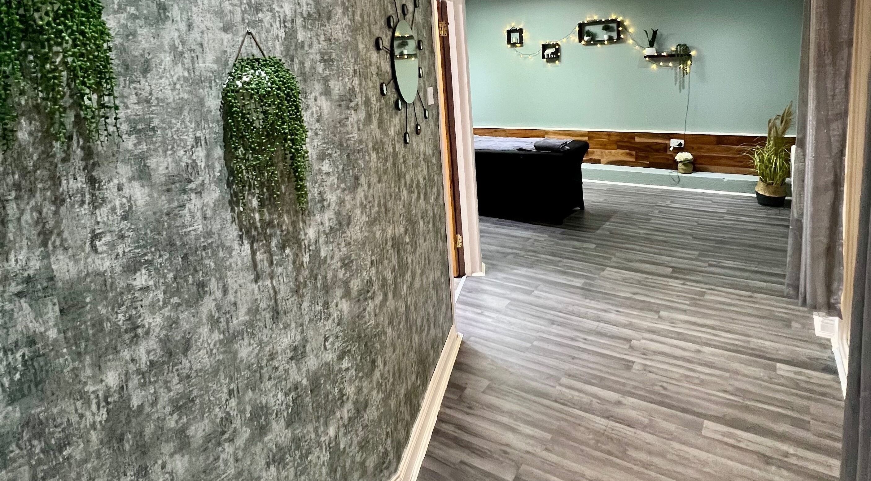 Elegant entryway at Blossom Beauty, Abbeyleix, County Laois, IE, featuring modern decor and plants.