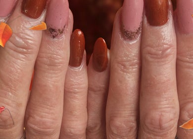 Beautiful autumn-themed manicure by Xtreme Beauty (Mobile Therapist) in Ponteland, England, GB.
