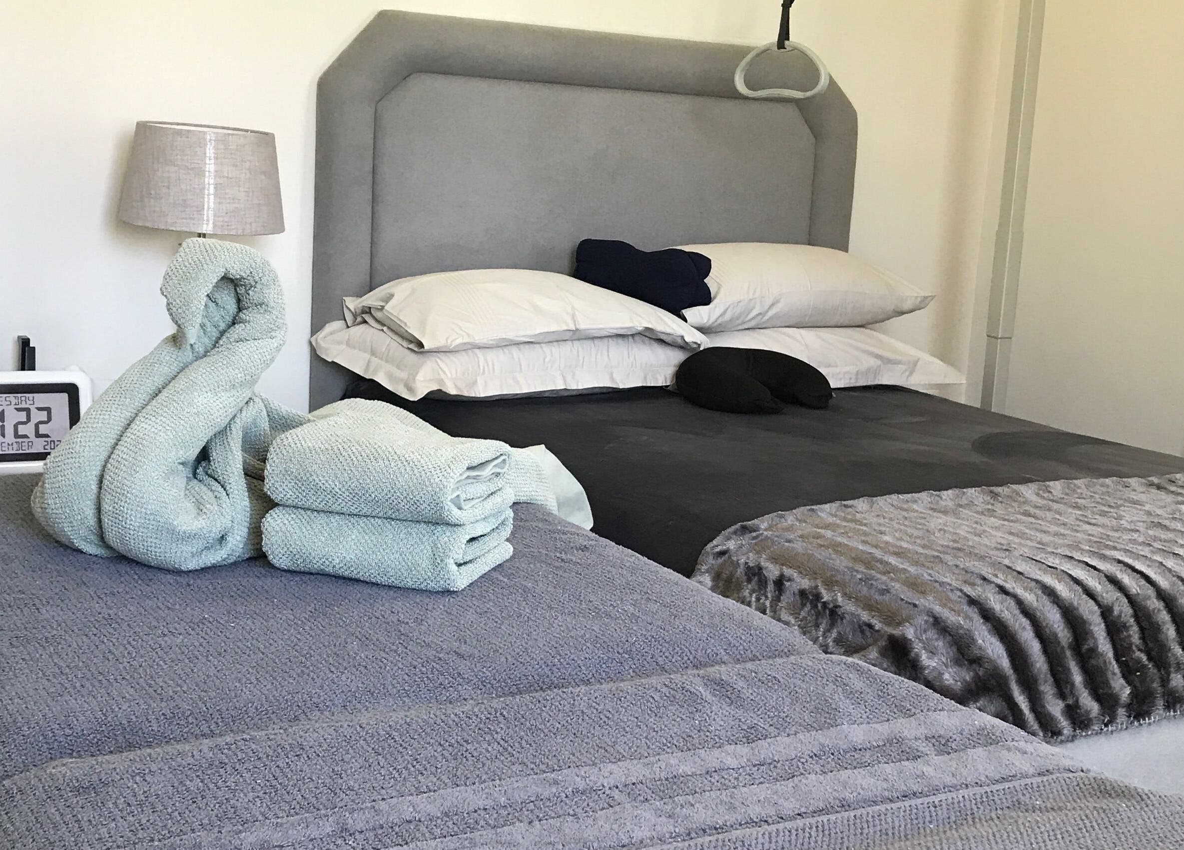 Cozy spa bed setup at Chrystell Health and Wellness Mobile Spa, Roodepoort, Gauteng, ZA.