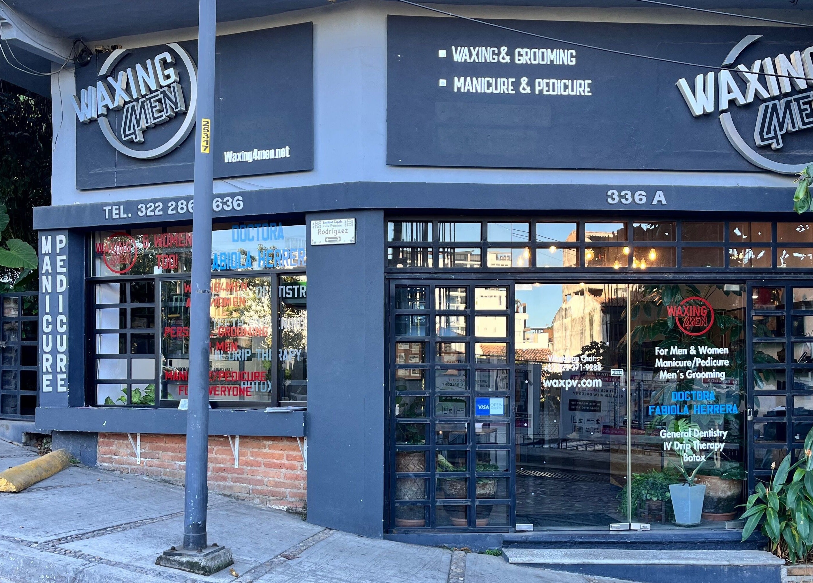 Exterior view of Waxing4Men in Puerto Vallarta, Jalisco, MX offering grooming services.
