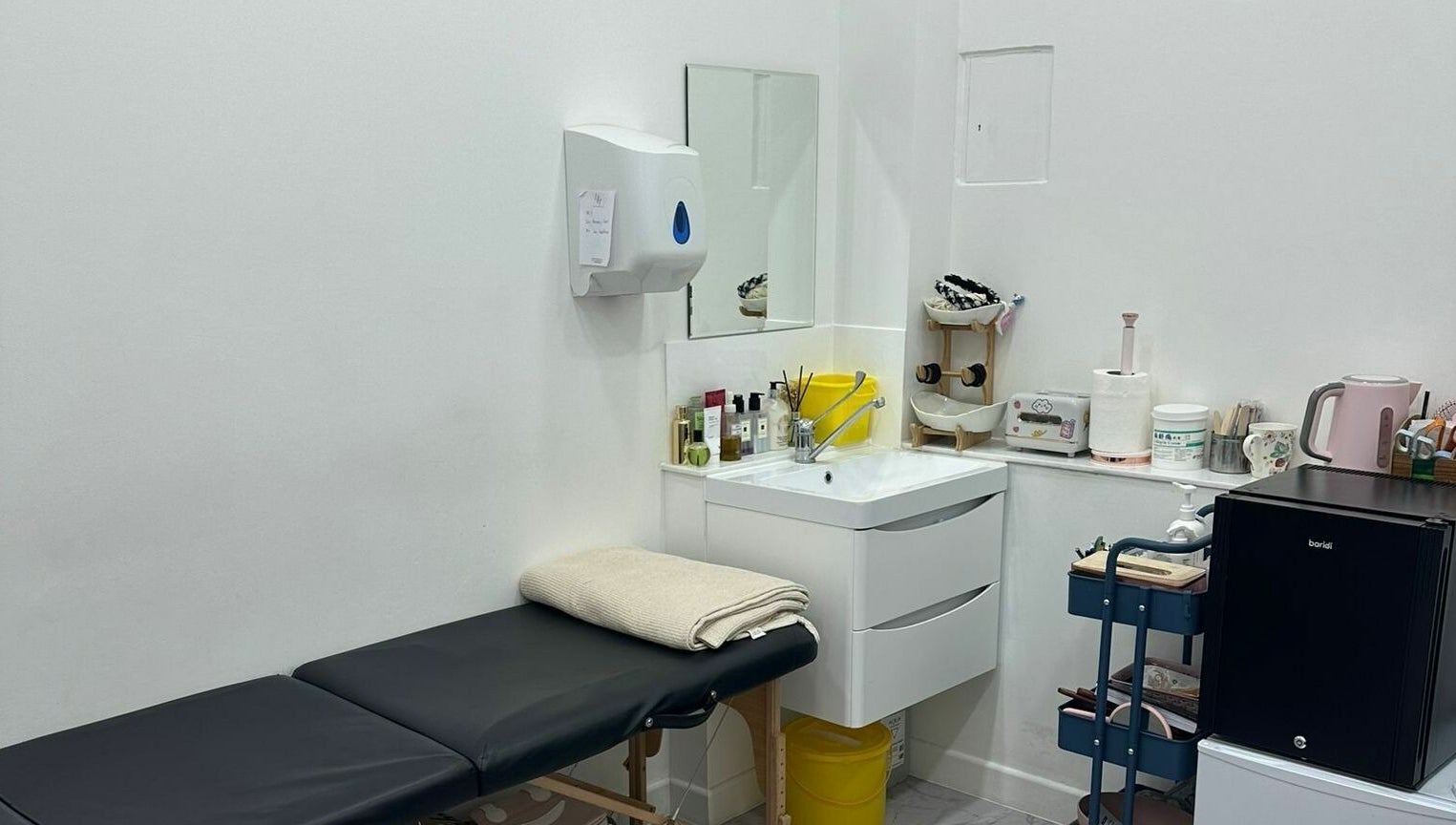 Cozy treatment room at Z.Z SkinCare London, featuring a massage table in London, England, GB.